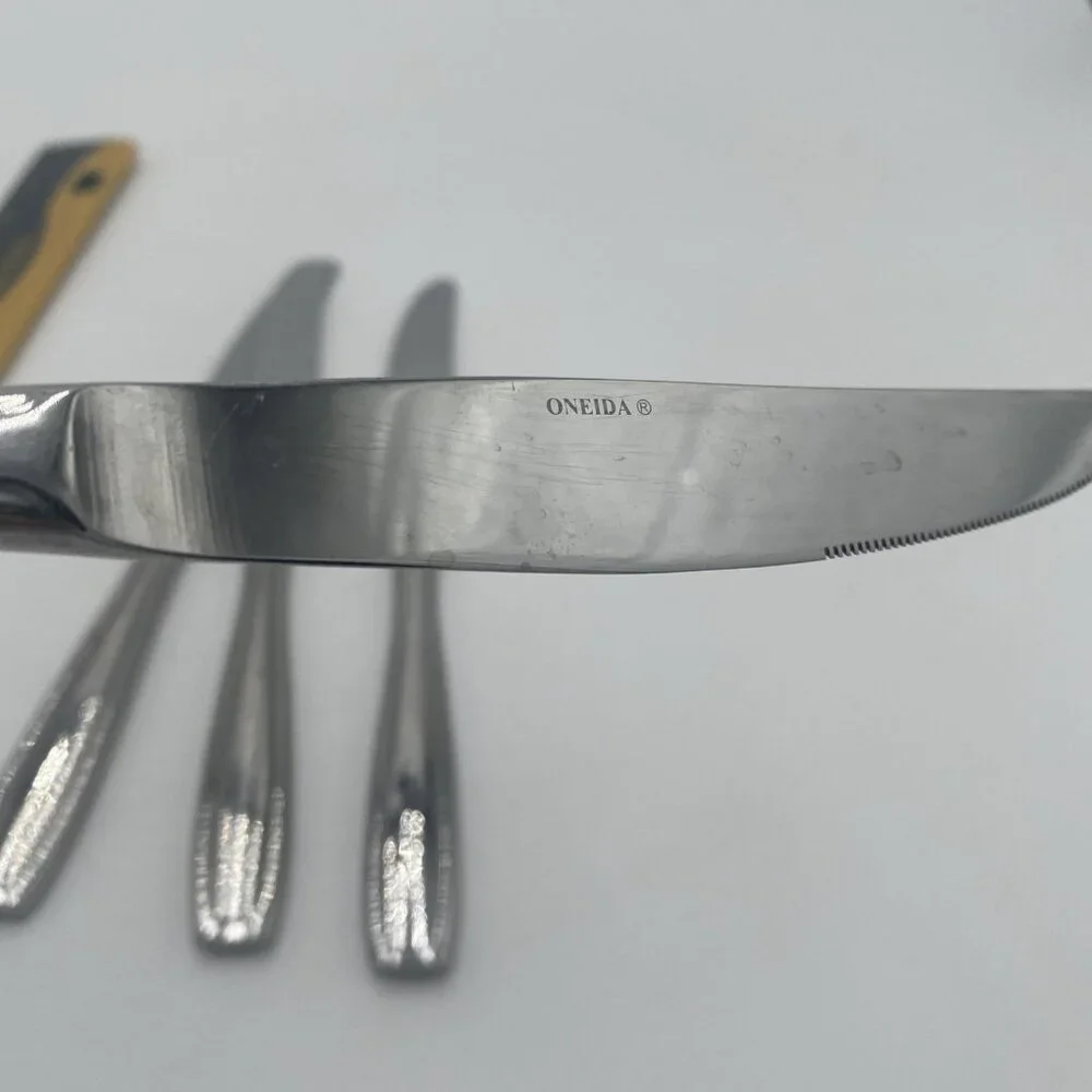 Oneida Satin Bristol Everdale Knives Set 4 Stainless Steel Flatware 9.5
